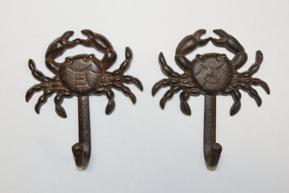 2-WALL Hooks,CRABS, Restaurant Decor,Sea Life,Nautical Home Accents,Beach Style,Storage Solutions,Gifts,N-16