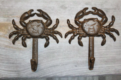 2-WALL Hooks,CRABS, Restaurant Decor,Sea Life,Nautical Home Accents,Beach Style,Storage Solutions,Gifts,N-16