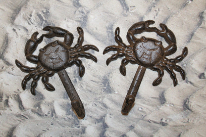 2-WALL Hooks,CRABS, Restaurant Decor,Sea Life,Nautical Home Accents,Beach Style,Storage Solutions,Gifts,N-16
