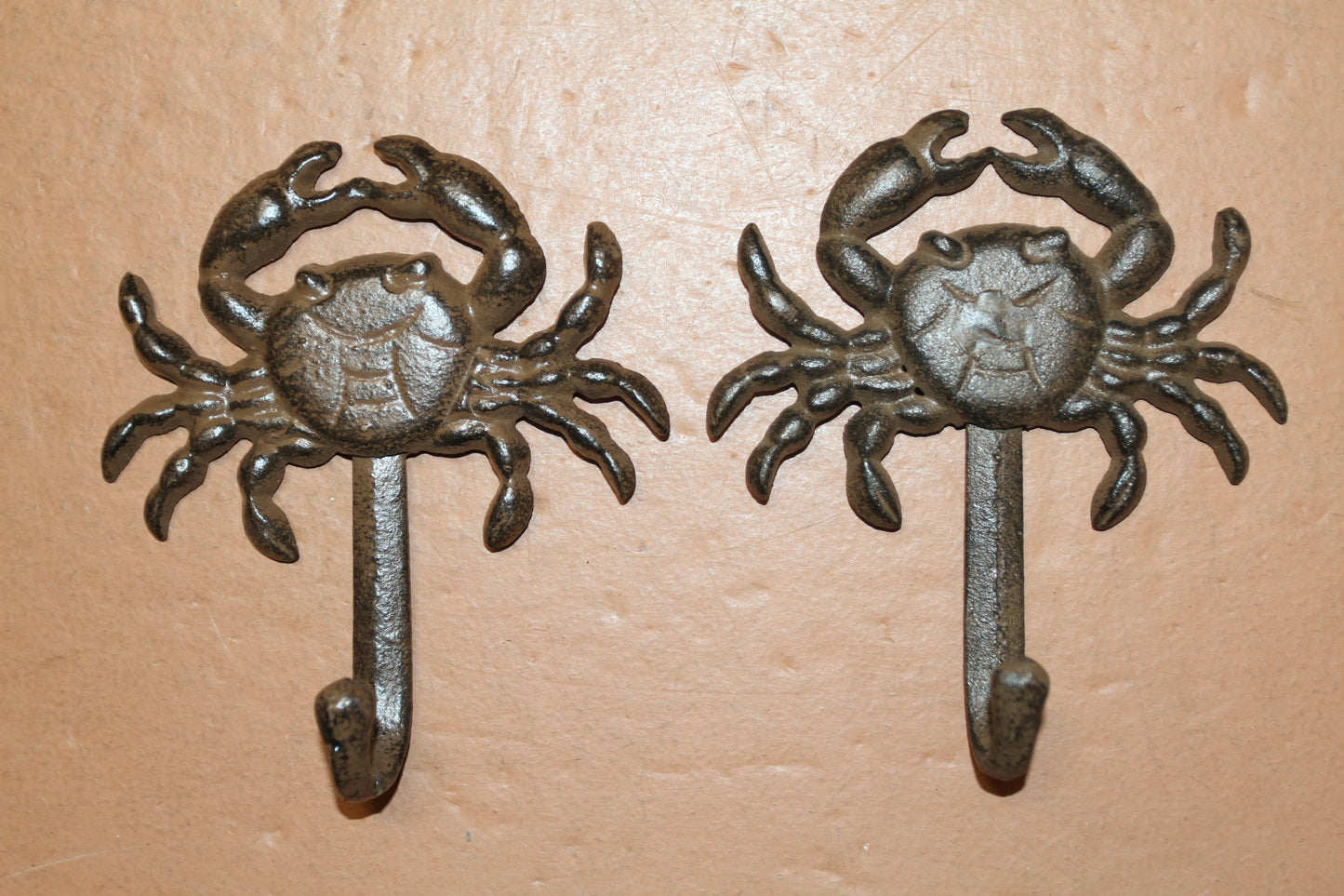 2-WALL Hooks,CRABS, Restaurant Decor,Sea Life,Nautical Home Accents,Beach Style,Storage Solutions,Gifts,N-16
