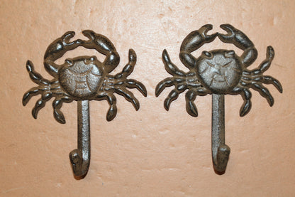 2-WALL Hooks,CRABS, Restaurant Decor,Sea Life,Nautical Home Accents,Beach Style,Storage Solutions,Gifts,N-16