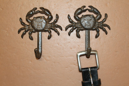 2-WALL Hooks,CRABS, Restaurant Decor,Sea Life,Nautical Home Accents,Beach Style,Storage Solutions,Gifts,N-16