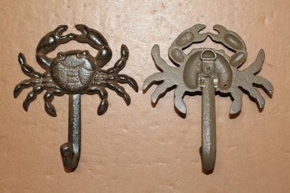 2-WALL Hooks,CRABS, Restaurant Decor,Sea Life,Nautical Home Accents,Beach Style,Storage Solutions,Gifts,N-16