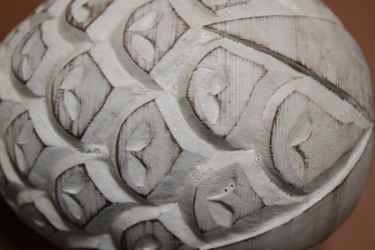 Solid Wood Very Lucky Pineapple Figurine for your island decor space! Rustic white-washed finish.