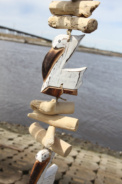 DRIFTWOOD Mobile/Garland, Beach-y pelicans. Great for beach house decor, gift giving and more!  G-104