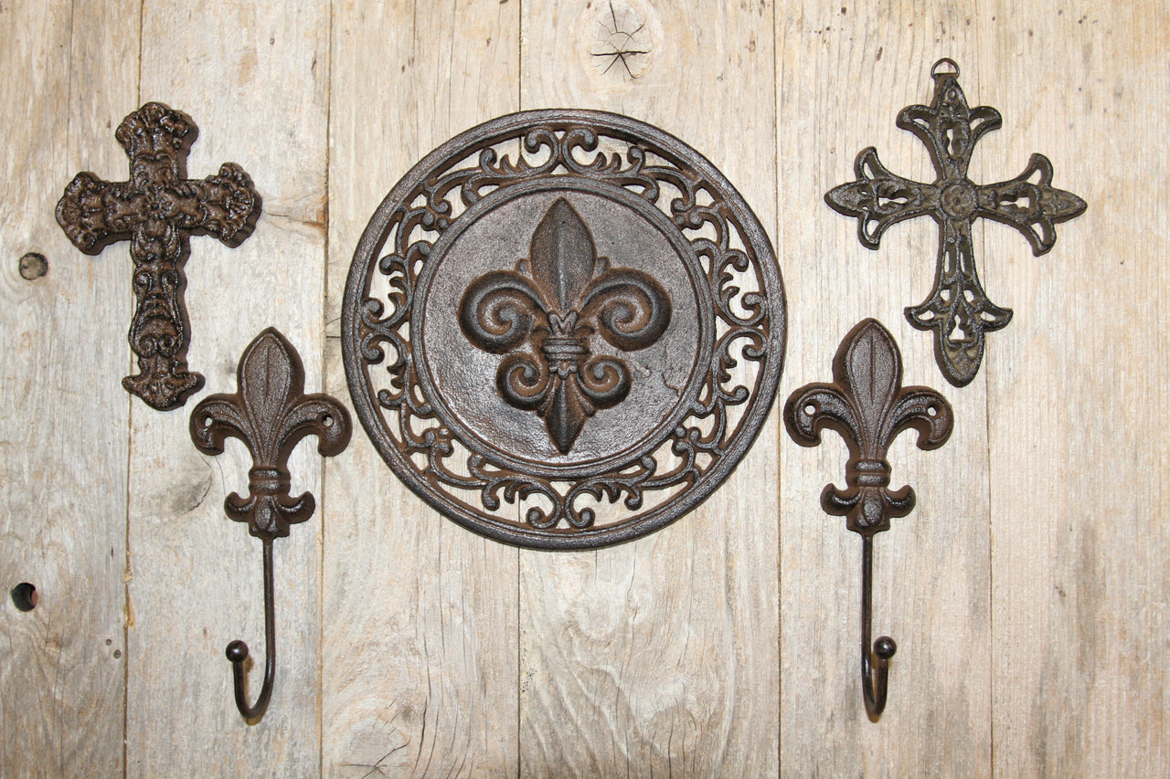 WALL CROSSES / Carter Collection / Crosses / Wall Display / Wall Plaque / Wall Hooks /Mothers Day Gift / Fleur De Lis Decor
