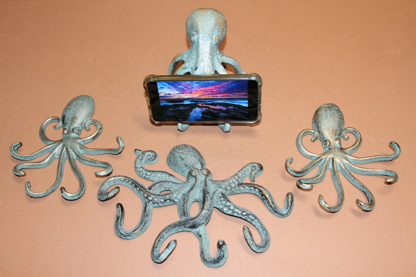 OCTOPUS COLLECTION, Phone Stand and Wall Hooks, Beach Decor, Mothers Day Gift, BL-45B, N-35,46