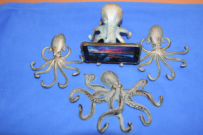 OCTOPUS COLLECTION, Phone Stand and Wall Hooks, Beach Decor, Mothers Day Gift, BL-45B, N-35,46