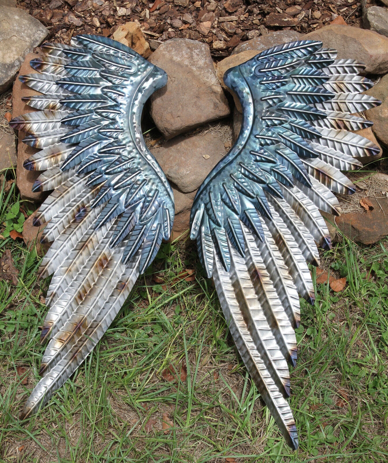 ANGEL WINGS, Large Metal Angel Wings Pair,Metal Wall Art, Display with Crosses, Mothers Day Gift, Photo Props, Craft Supply