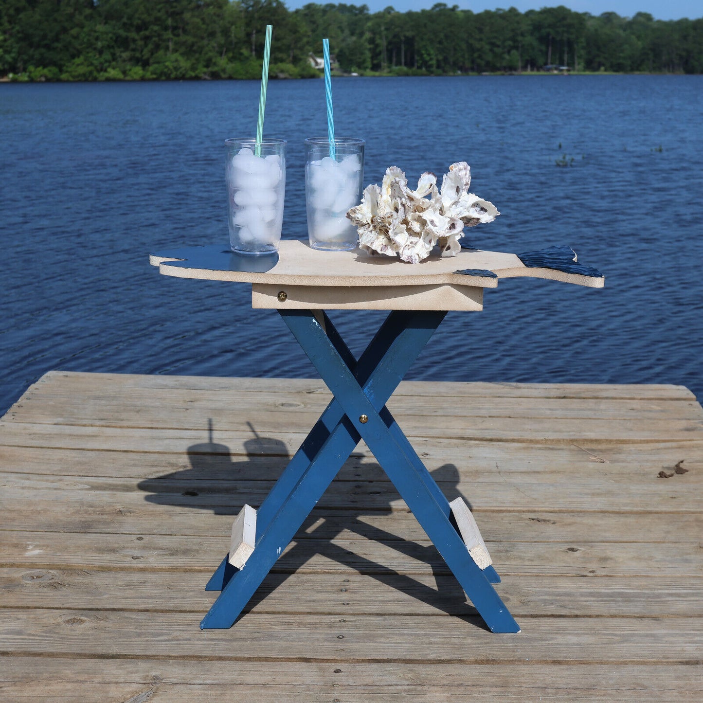 TABLE, Folding Wood Table, Fish Shape, Side Table, Patio Decor, Coastal Home Decor,