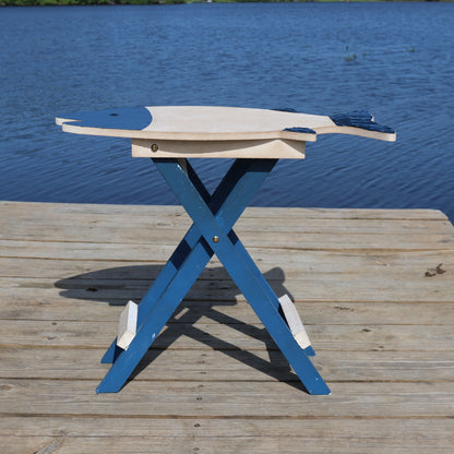TABLE, Folding Wood Table, Fish Shape, Side Table, Patio Decor, Coastal Home Decor,