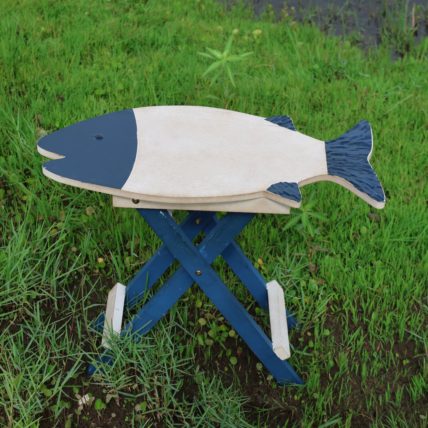 TABLE, Folding Wood Table, Fish Shape, Side Table, Patio Decor, Coastal Home Decor,