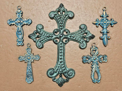 NEW HOPE Collection,5 Metal Wall Crosses,Country Decor,Wall Hanging,All Occasion Gifts,Spiritual Home Accents