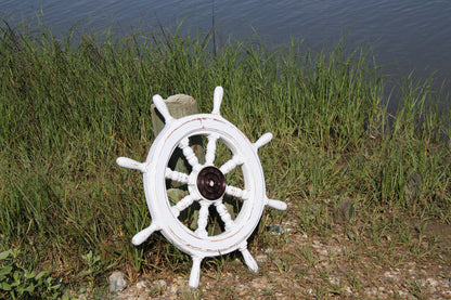 SHIPS WHEEL / Large Wooden Ships Helm / Sailors Home Decor / Fathers Day Gift / Sailing Club House Decor /  Seafood Decor / Gh-01