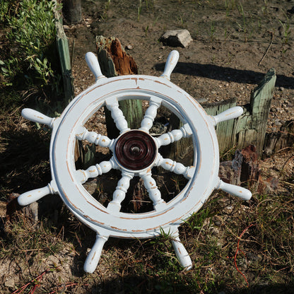 SHIPS WHEEL / Large Wooden Ships Helm / Sailors Home Decor / Fathers Day Gift / Sailing Club House Decor /  Seafood Decor / Gh-01