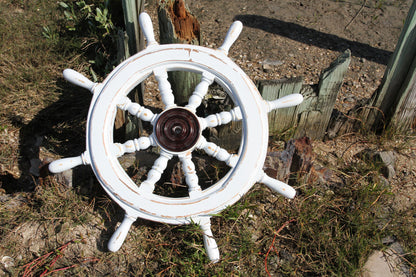 SHIPS WHEEL / Large Wooden Ships Helm / Sailors Home Decor / Fathers Day Gift / Sailing Club House Decor /  Seafood Decor / Gh-01