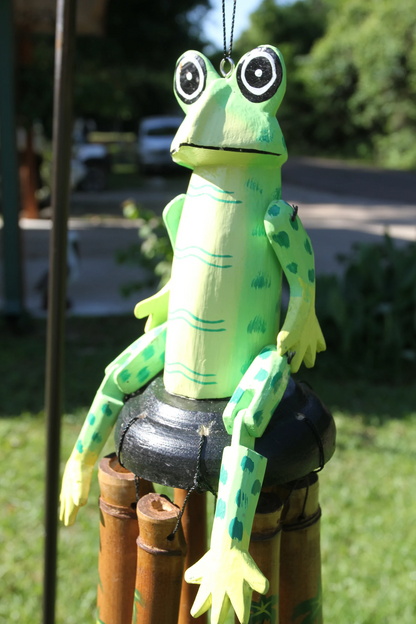 Frog Wind Chime,Home And Garden Decor,All Occasion Gifts,Nature Decor,Country Decor,Patio Decor,Moveable Arms Legs,  G-46