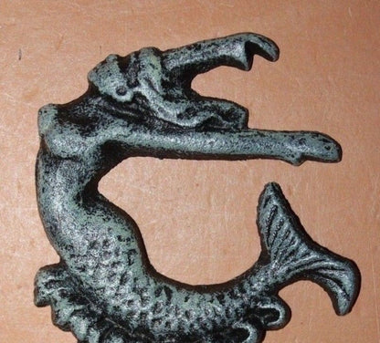 12pc Antiqued Look Mermaid Wall Hook Verdigris Style Cast Iron, 5 3/4", N-41