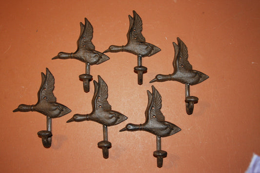 10) Flying Duck Wall Hooks, Duck Hunters, hunting lodge, Fathers day gift, wild bids, shorebirds, country decor, beach decorH-04