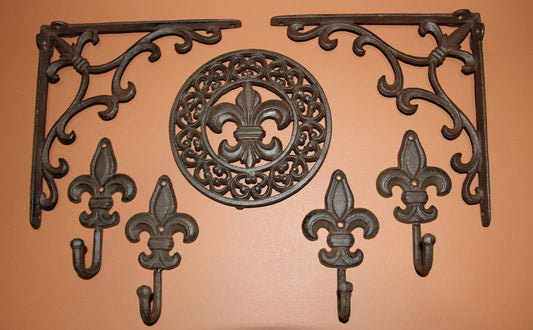 14 pc Living Southern Home Collection, Fleur De Lis Decor, Wall Hooks, Large Brackets, Free Ship B-72,F-26,4 of F-27