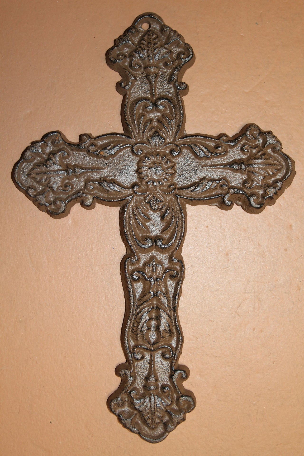 New! Cast Iron Fleur de Lis Hanging Wall Cross - Rustic decor, religious, spirituality gift ideas and more! Ships Free! C-15