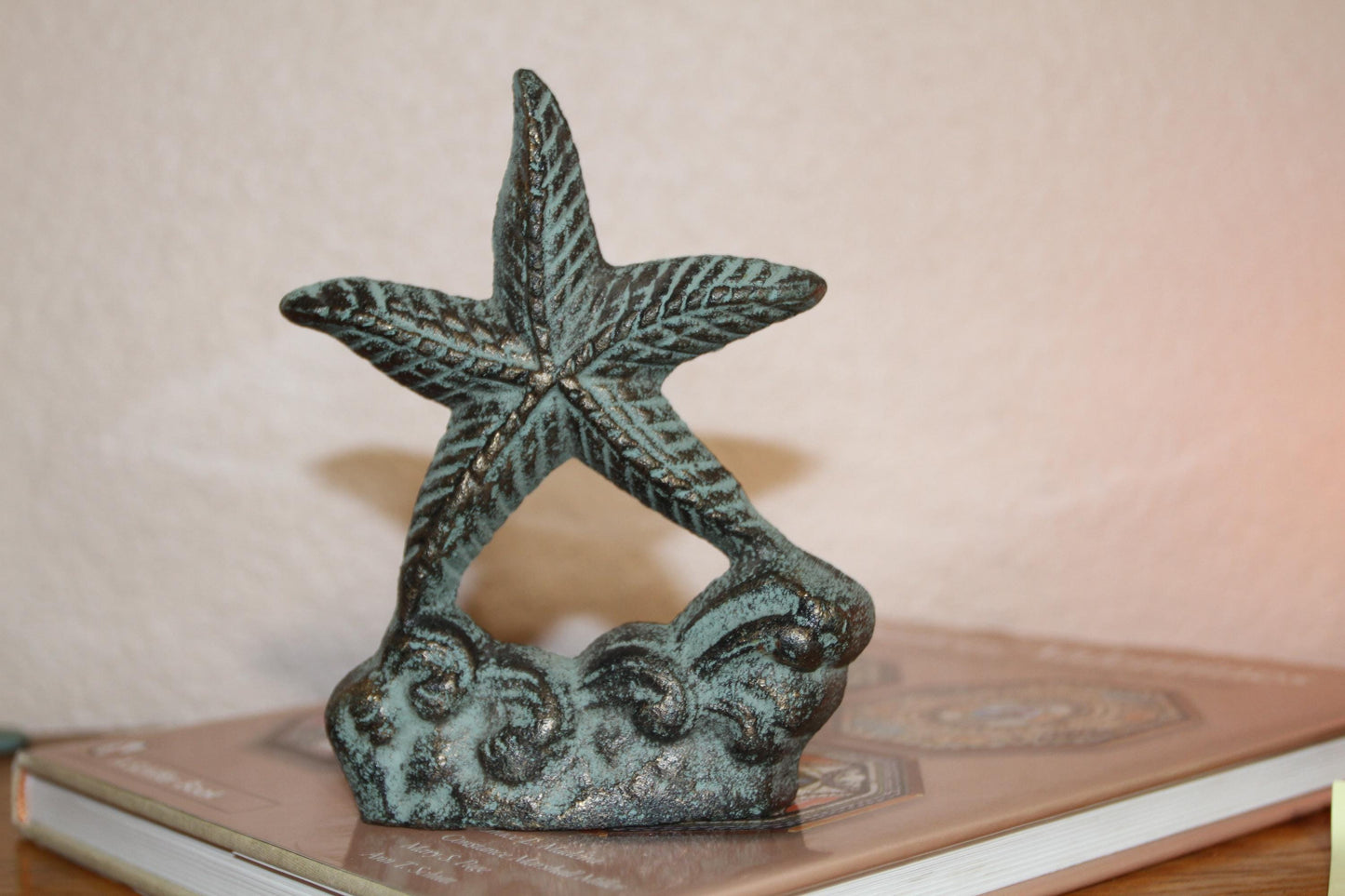 Starfish Bookends, Nautical Decor, Coastal Decor, Starfish Decor, Home Office Shelf Decor, Free Ship BL-64