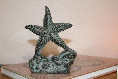 Starfish Bookends, Nautical Decor, Coastal Decor, Starfish Decor, Home Office Shelf Decor, Free Ship BL-64