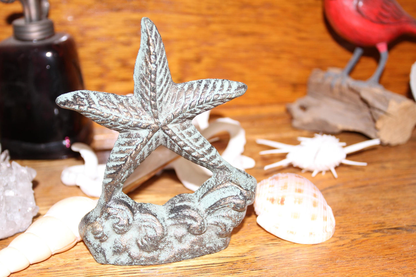 Starfish Bookends, Nautical Decor, Coastal Decor, Starfish Decor, Home Office Shelf Decor, Free Ship BL-64