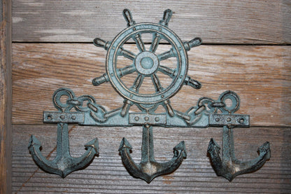 2 pieces), Ship's Wheel wall decor, 9 1/2" wide, helm wall decor, ship's wheel wall decor, free shipping, sailor decor,anchor,BL-62