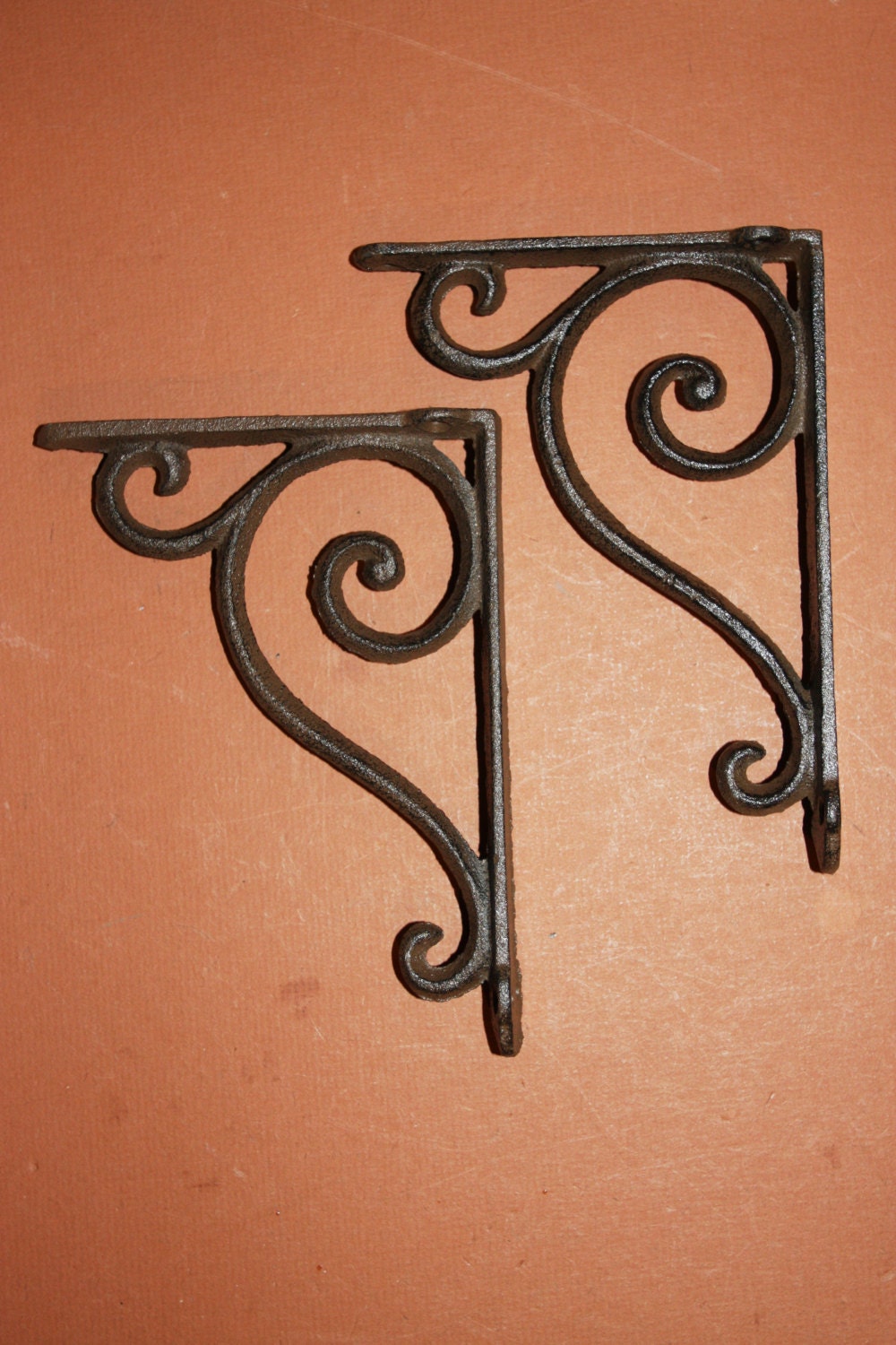 14)pcs,  elegant vintage-look cast iron shelf brackets, 6 5/8", Victorian shelf brackets, B-05