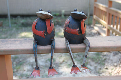 SITTING FROGS, Whimsical Yard Decor, Shelf Disply, Christmas Gift, Frog Decor, Counrty Decor  N-67B