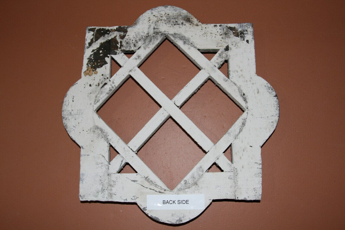 1- ROSETTA WINDOW FRAME,SolId Wood,White Detressed Look,Country Decor,Wall Hanging,Gifts