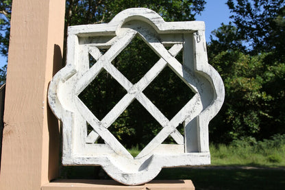 1- ROSETTA WINDOW FRAME,SolId Wood,White Detressed Look,Country Decor,Wall Hanging,Gifts