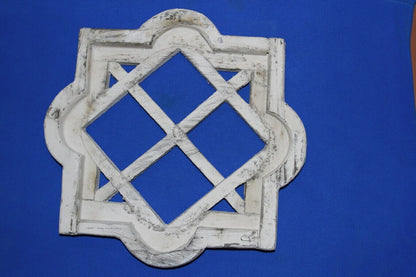 1- ROSETTA WINDOW FRAME,SolId Wood,White Detressed Look,Country Decor,Wall Hanging,Gifts
