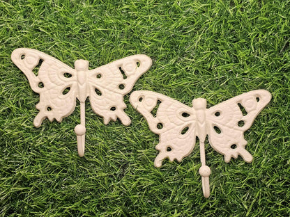 1 - White Butterfly Wall Hooks,Nature Theme,Garden Accent,Kitchen Bath Decor,Gifts Country Style  H-29