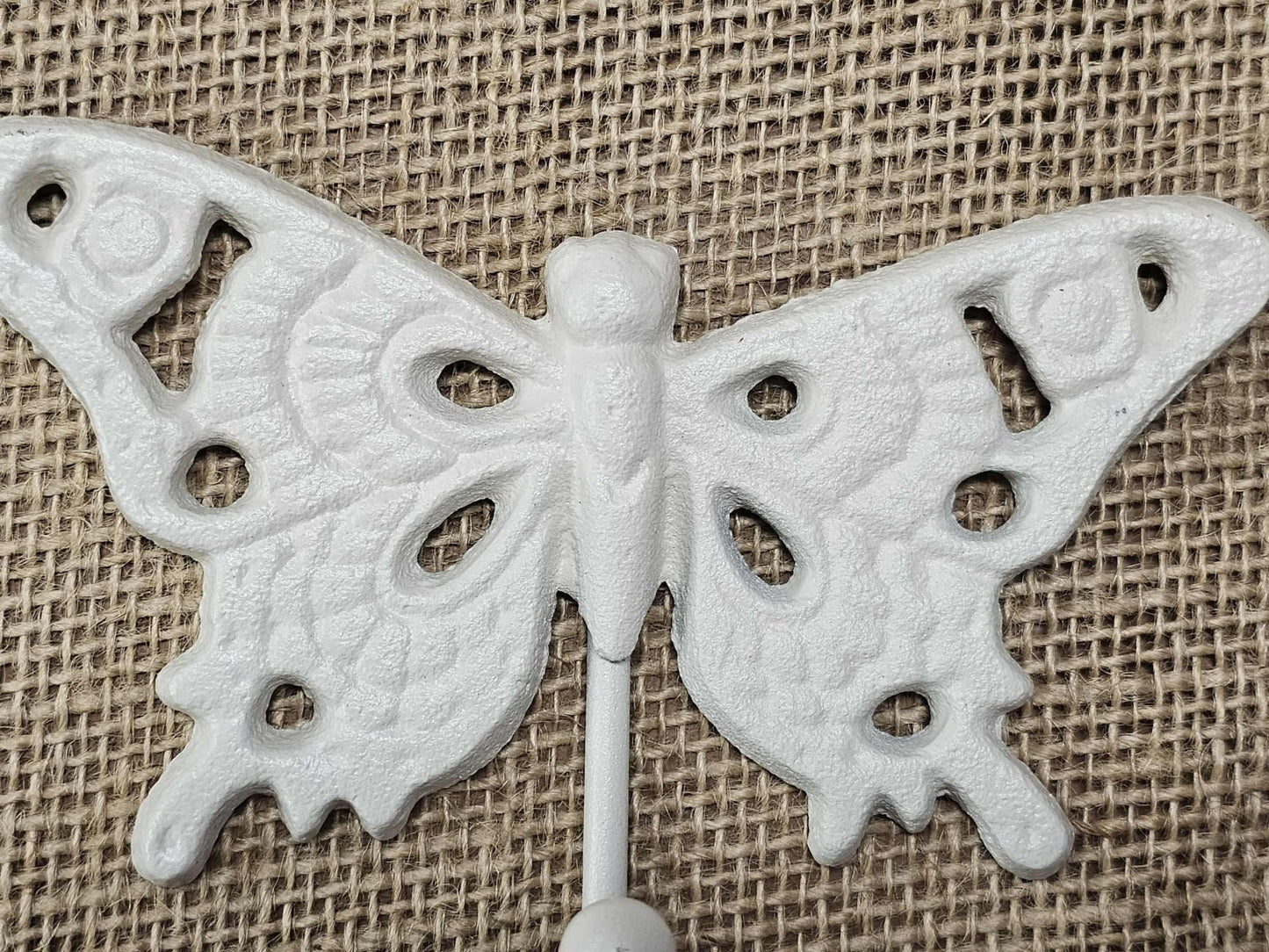 1 - White Butterfly Wall Hooks,Nature Theme,Garden Accent,Kitchen Bath Decor,Gifts Country Style  H-29