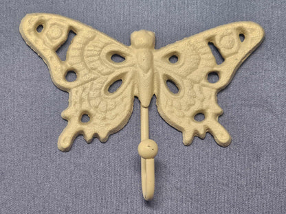 1 - White Butterfly Wall Hooks,Nature Theme,Garden Accent,Kitchen Bath Decor,Gifts Country Style  H-29
