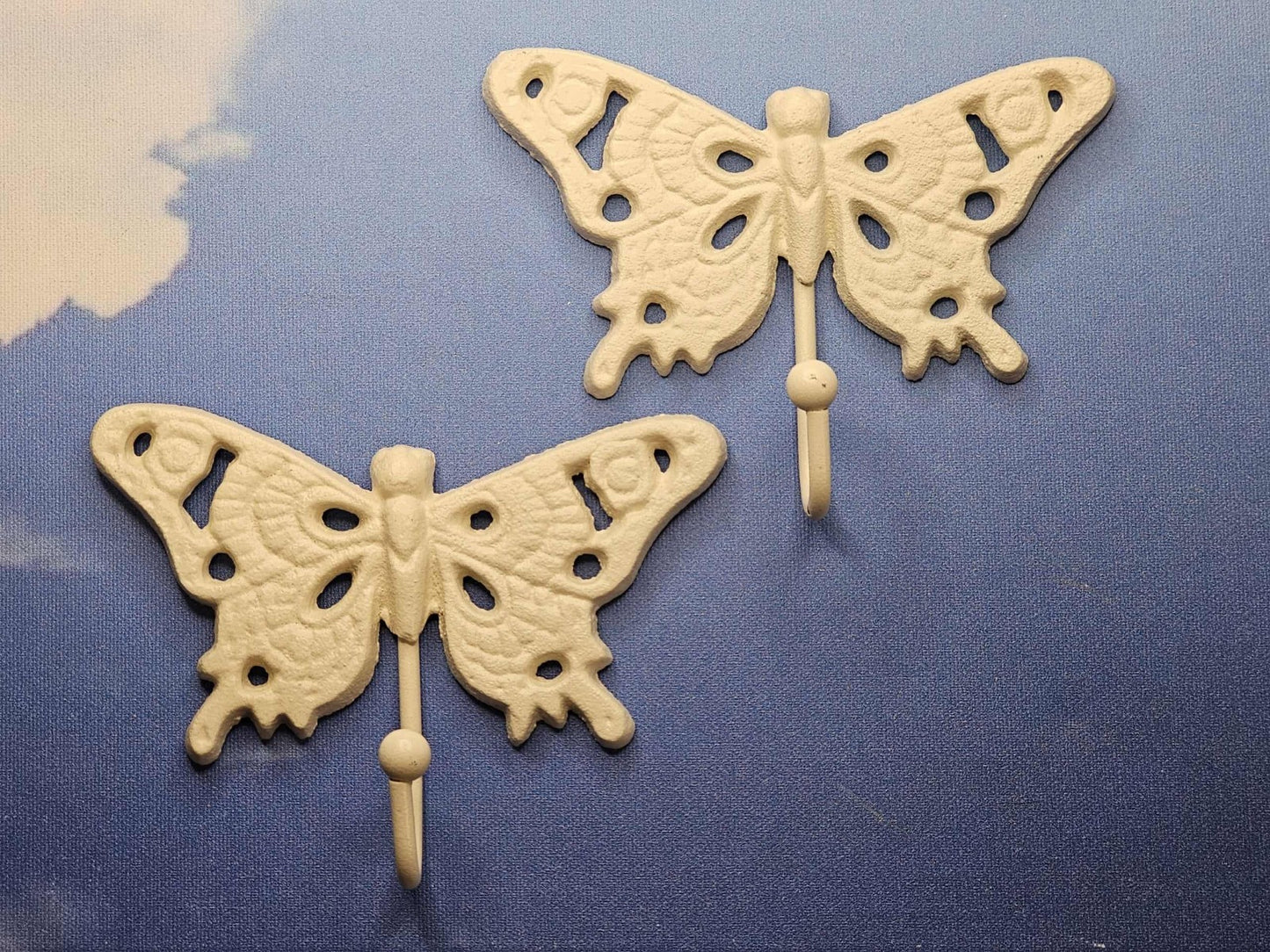 1 - White Butterfly Wall Hooks,Nature Theme,Garden Accent,Kitchen Bath Decor,Gifts Country Style  H-29