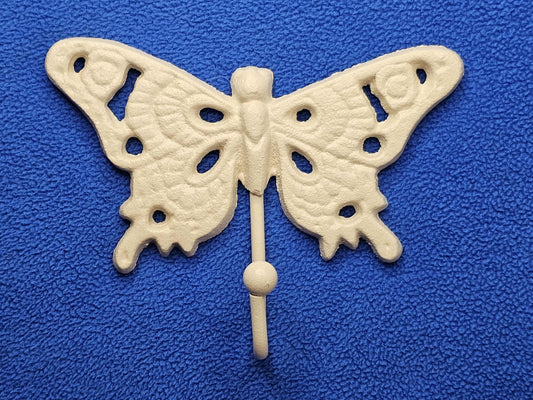 1 - White Butterfly Wall Hooks,Nature Theme,Garden Accent,Kitchen Bath Decor,Gifts Country Style  H-29