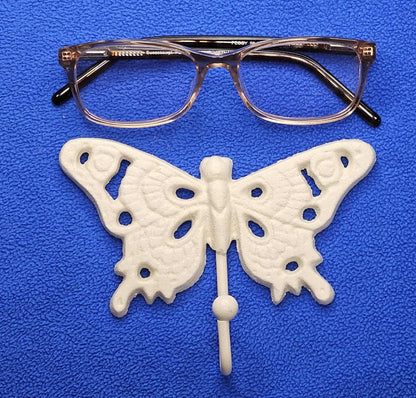 1 - White Butterfly Wall Hooks,Nature Theme,Garden Accent,Kitchen Bath Decor,Gifts Country Style  H-29