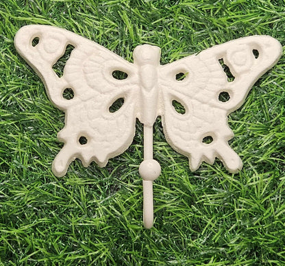 1 - White Butterfly Wall Hooks,Nature Theme,Garden Accent,Kitchen Bath Decor,Gifts Country Style  H-29