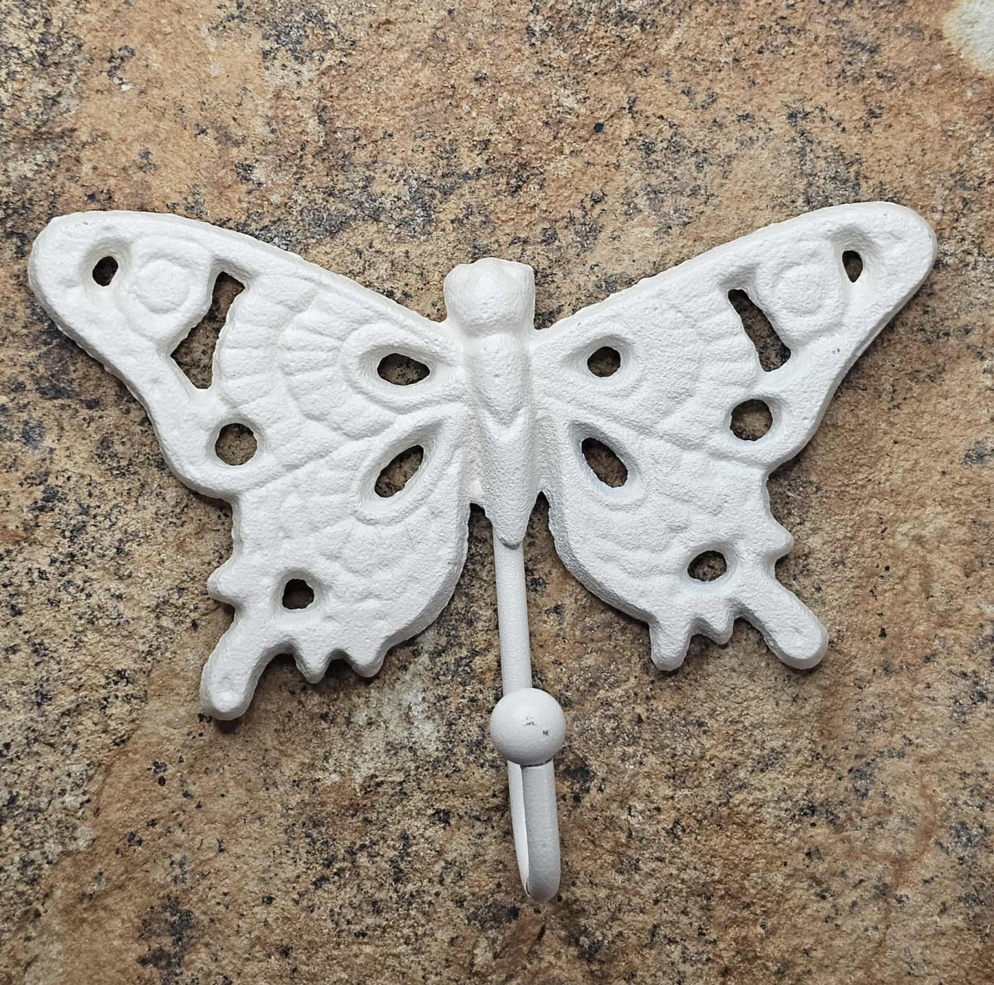 1 - White Butterfly Wall Hooks,Nature Theme,Garden Accent,Kitchen Bath Decor,Gifts Country Style  H-29